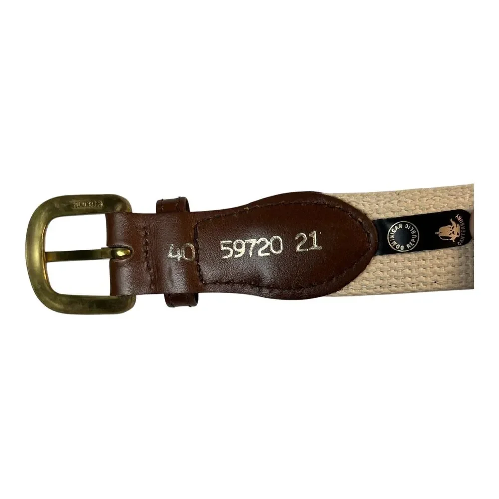 Canterbury Men's Golf Print Leather Ribbon Club Belt w Solid Brass Buckle  40